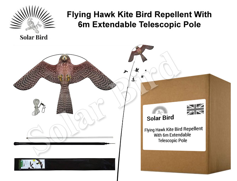 Flying Hawk Kite Bird Repellent With 6m Extendable Telescopic Pole