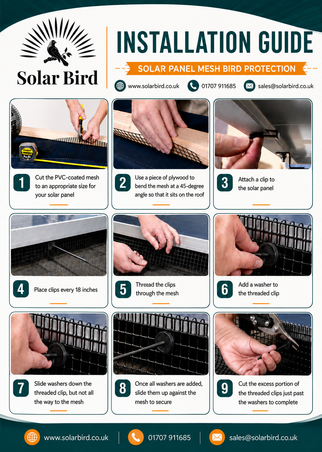 Solar Panel Pigeon Proofing Kit – Black PVC Mesh Complete Kit - Image 8
